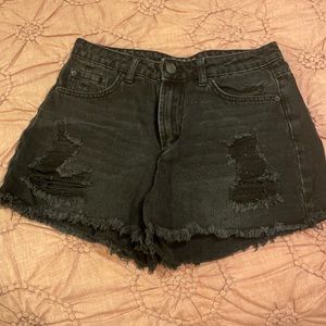 Black denim shorts